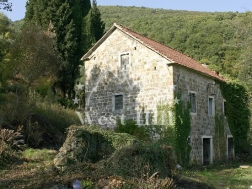 Large plot of land with a stone house, Bijela, Montenegro